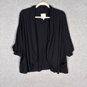 Sejour Cardigan Top 1X Drape Open Kimono Pockets Jersey Knit‎ Lagenlook Artsy